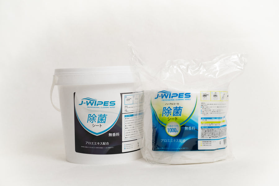 [セット] J-WIPES®ノンアルコール除菌シート1ロール ・ バケツ型ディスペンサー